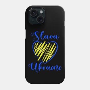 Slava Ukraini Glory to Ukraine heart black Phone Case