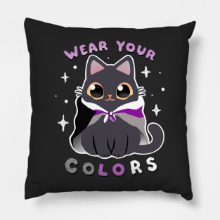 Demi LGBT Pride Cat - Kawaii Rainbow Kitty - Wear your colors Pillow