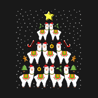 Llama Christmas Tree Llama Xmas T-Shirt