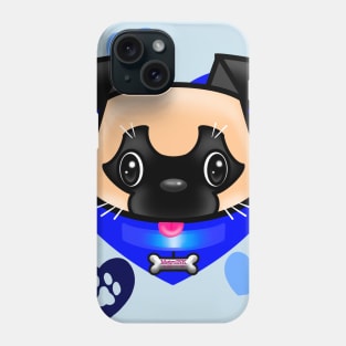 Pug Love Blue Phone Case