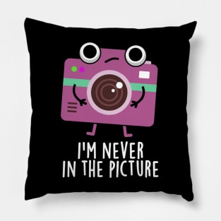 I'm Never In The Picture Cute Camera Pun Pillow