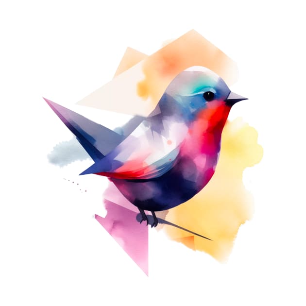 Bird watercolor simple illustration by NemfisArt