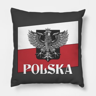 POLSKA - Poland Flag and Shield Pillow