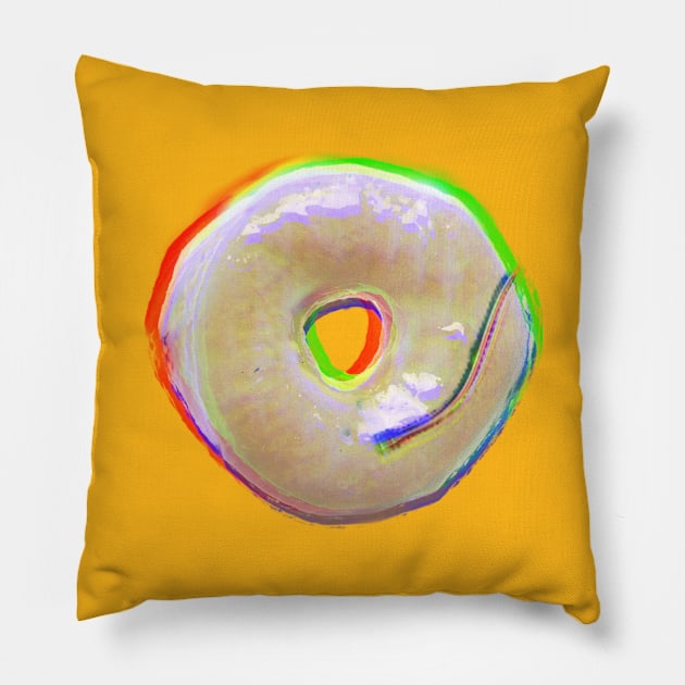 Glitchy Technicolor Donut Pillow by Pacetree