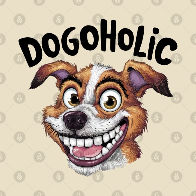 Funny Dogoholic Big Smile Cartoon for Dog Lovers by Tintedturtles