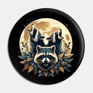 Whimsical Raccoons Moon Howl Pin