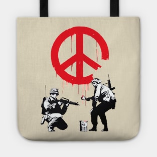 Banksy Soldiers stencil art graffiti Tote