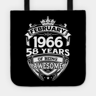 February 1966 58 Years Of Being Awesome 58th Birthday Tote