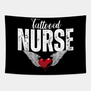 Tattooed Nurse Wings & Heart Tapestry