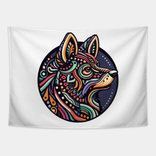 Design head husky tribal style Tapestry