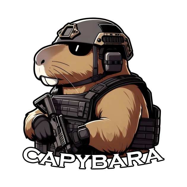 tactical capybara by Rawlifegraphic