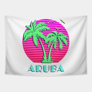 Aruba Palm Trees Sunset Tapestry