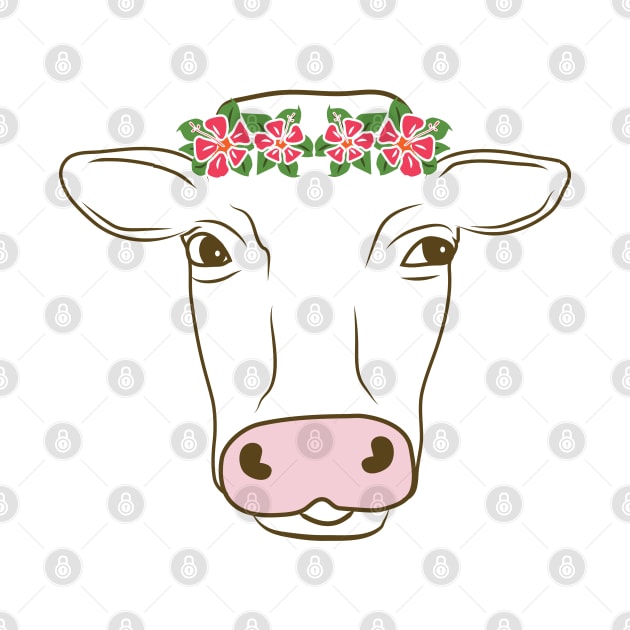 Hippie Cow with Hibiscus Flower Wreath by FruitflyPie