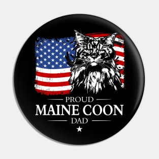 Proud Maine Coon Dad American Flag patriotic cat Pin