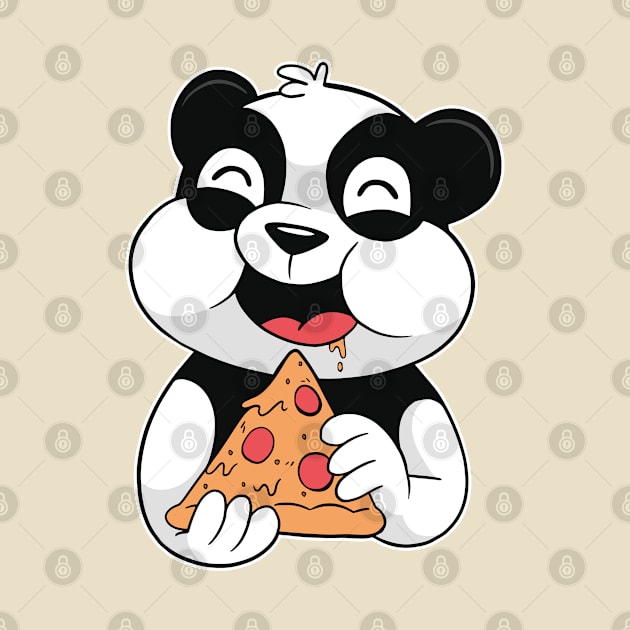 Cute Panda Eating Pizza by OnepixArt