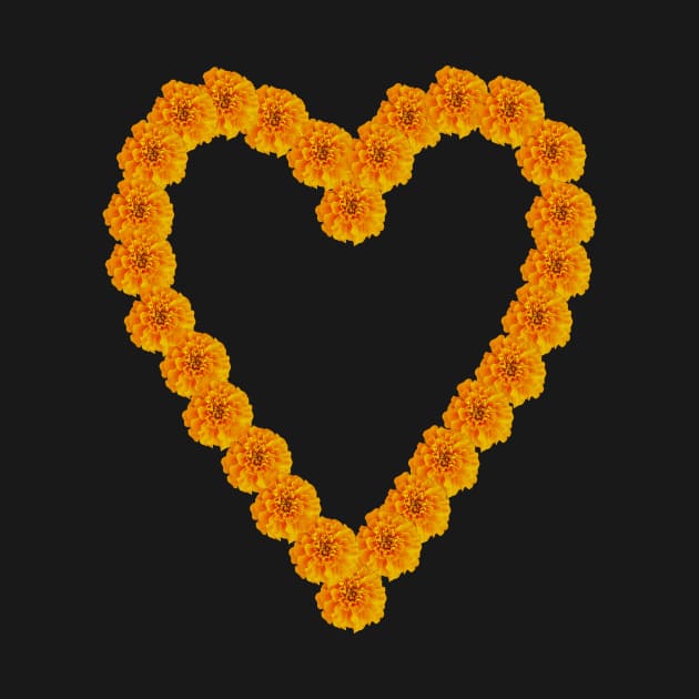 Orange Marigold Floral Heart with BACK PRINT by ellenhenryflorals