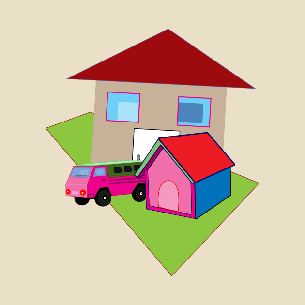 truck, dog house and flat by momomoma