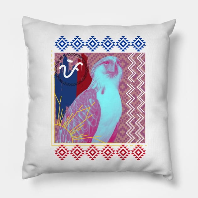 Philippine Eagle - Baybayin word "PI" (Pilipinas) Pillow by Pirma Pinas