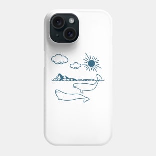 Beluga whale, Whale, Ocean, Sunset, Mammal, Sun Phone Case