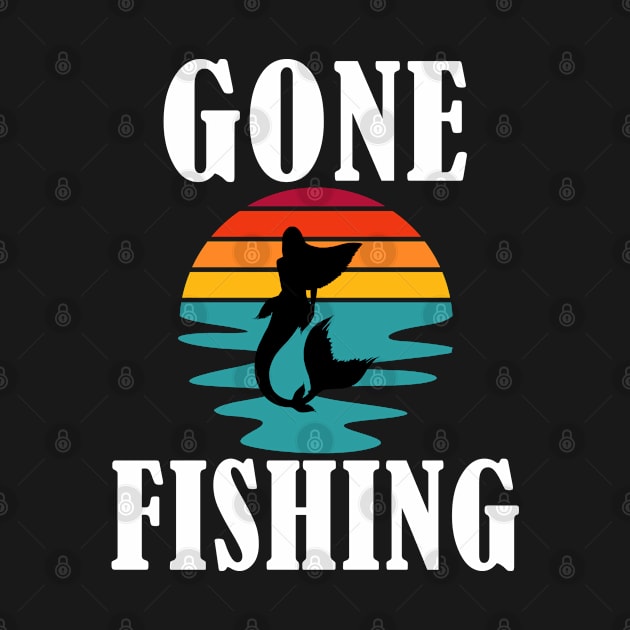 Gone Fishing Mermaid Sunset by Boo Face Designs