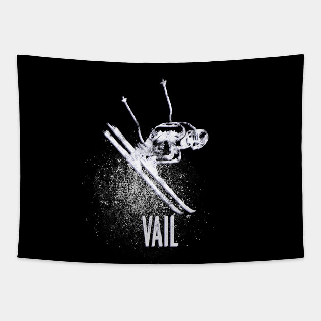 Vail Colorado Downhill Skier Retro Vintage Tapestry by Pine Hill Goods