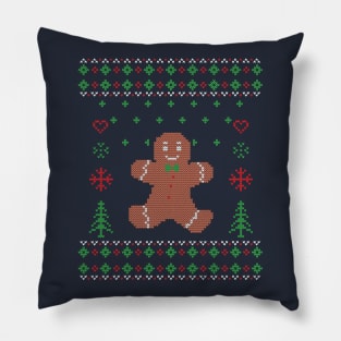 Gingerbread Man Ugly Christmas Sweater Pillow