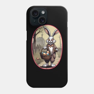 Dark Easter: Creepy Bunny with Chocolate Eggs (Concept Art Illustration) Phone Case