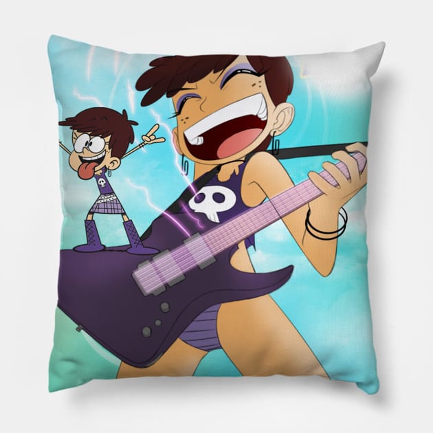 Luna Loud - Loud House Beach Rock Pillow by Reddanmanic