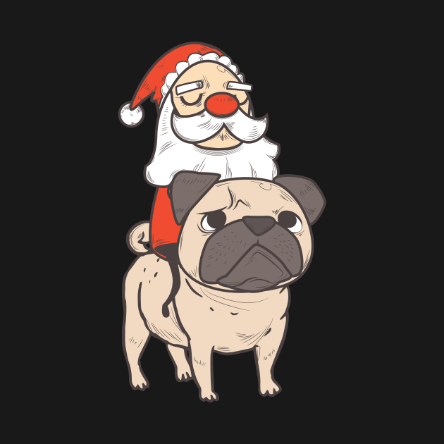 Santa Riding Pug by avshirtnation