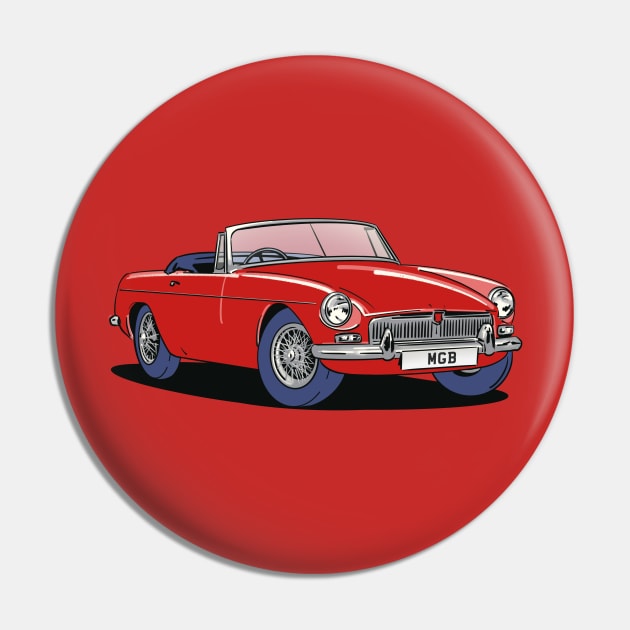 MGB Vintage Car in Red Pin by Webazoot