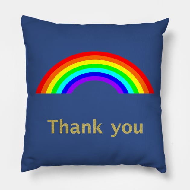 Thank You Rainbow Pillow by ellenhenryart