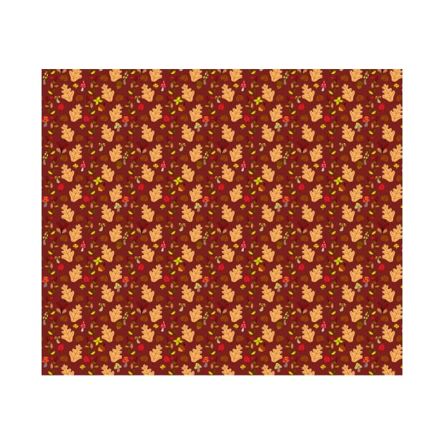 Red Brown Autumn Leaf Pattern by saradaboru