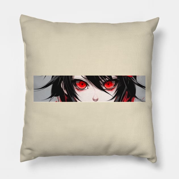 Red eyes japanese scary Pillow by zachlart