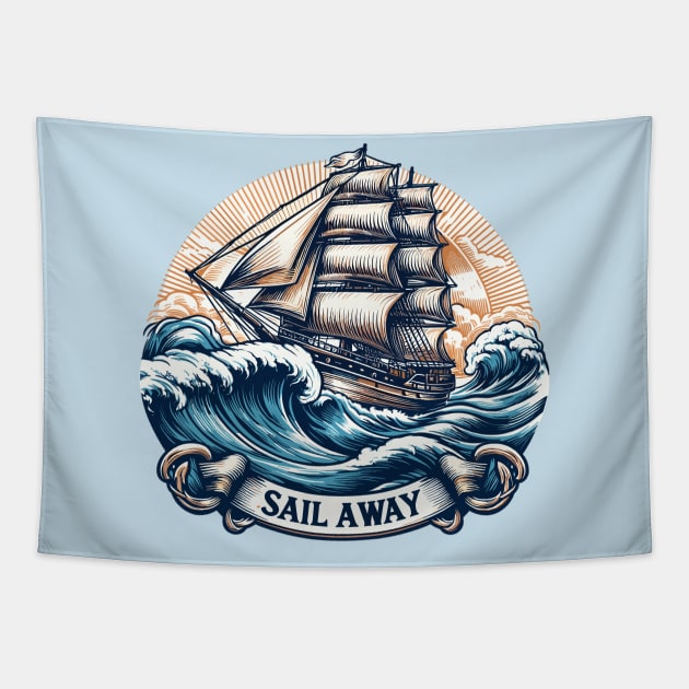 Sail Away Tapestry by Vehicles-Art