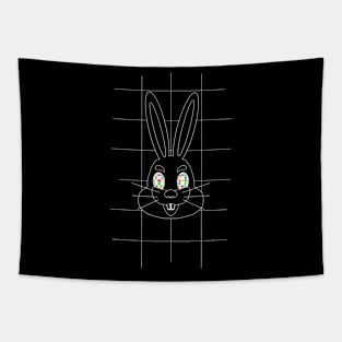 GRID DRAWING of a easter bunny white Tapestry