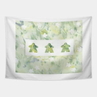 Green and Yellow Meeple Trio Tapestry