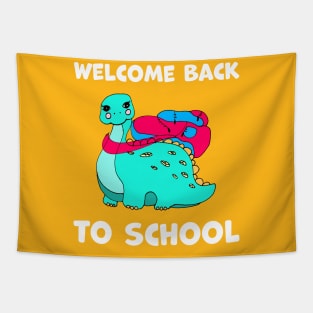 Welcome Back to School cute stegosaurus Tapestry