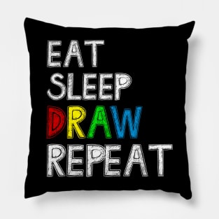 Eat Sleep Draw Repeat Funny Paint Sketching Drawing Artist Pillow