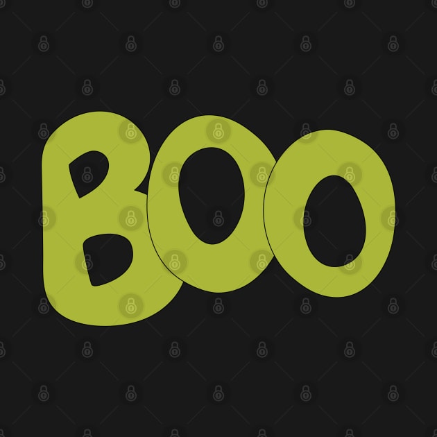 BOO text art in green bubble letters by Angel Dawn Design