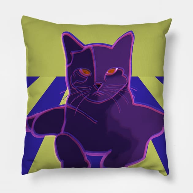 Glitchy cat Pillow by Artei