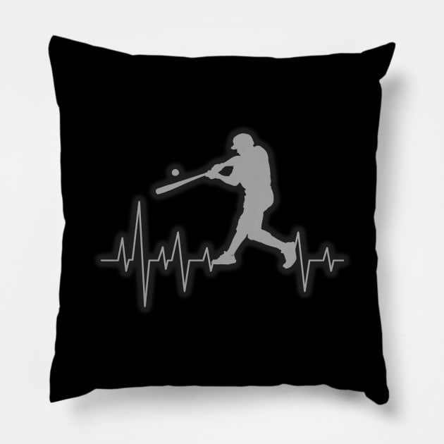 Baseball Heartbeat Elevated Heart Beat Clean Hit Pillow by theperfectpresents