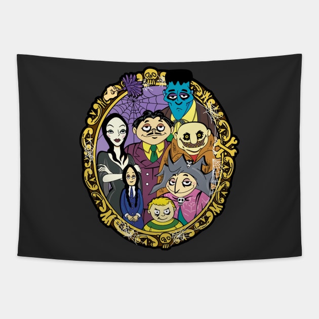 The Animated Addams Family Portrait Tapestry by RobotGhost