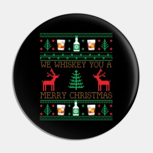 Funny Whiskey Drinking Ugly Christmas Sweater Pin