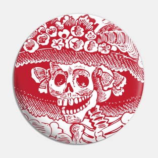 Calavera Catrina | Dia De Los Muertos | Day of the Dead | Skulls | Skeletons | Sugar Skulls | Red | Pin