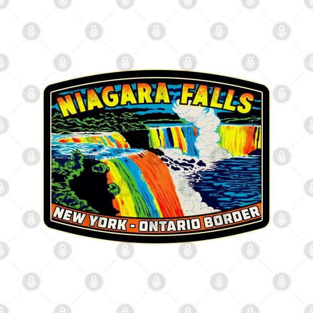 Niagara Falls New York Ontario Canada USA Border Waterfall At Night by DD2019