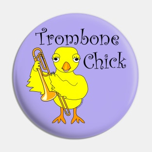 Trombone Chick Black Text Pin