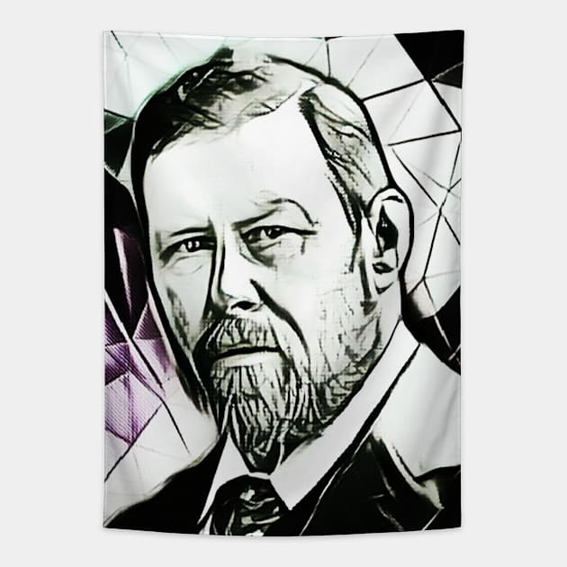 Bram Stoker Black and White Portrait | Bram Stoker Artwork 5 Tapestry by JustLit