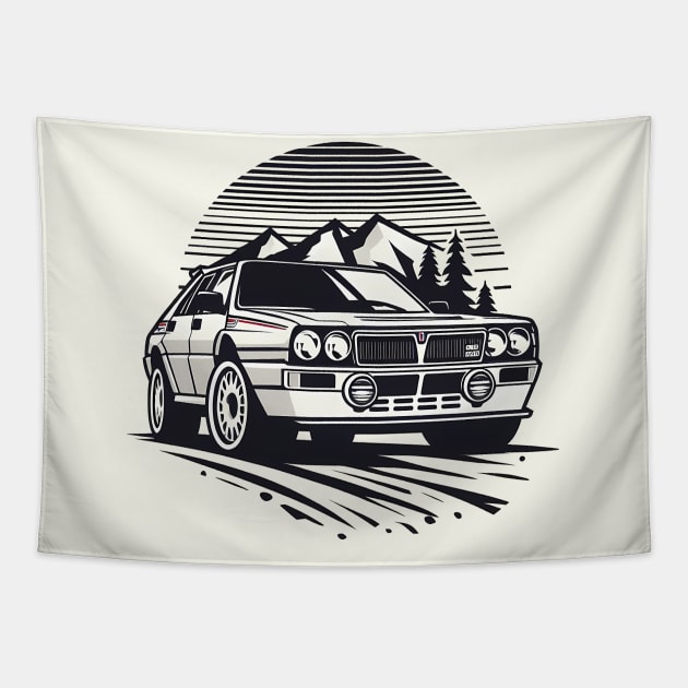 Lancia Delta Integrale Rally Car Tapestry by TaevasDesign