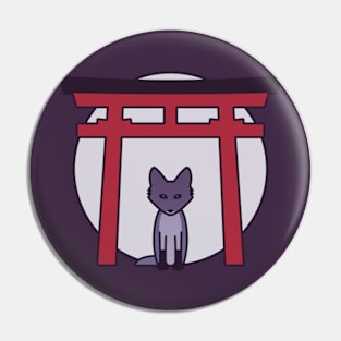 Kitsune - Fox Visits Shrine in Japan Pin