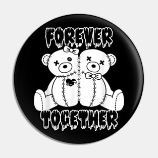 Forever Together Stuffed Animal Bear Couple Sewn Stitches Pin